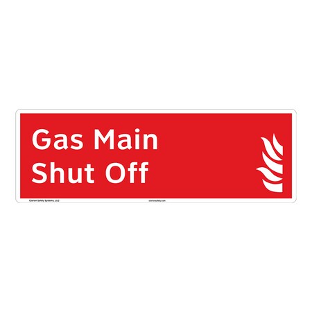Clarion Safety Systems ANSI/ISO Compliant Gas Main Shut Off Safety Signs Indoor/Outdoor Plastic (BJ) 15" X 5" F1028-BJFC